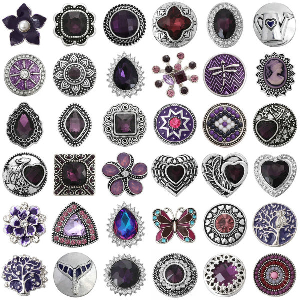 20MM Purple design enamel Rhinestone Metal snap buttons