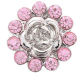 20MM pink design enamel Rhinestone Metal snap buttons