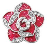20MM  rose Red design enamel Rhinestone Metal snap buttons