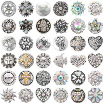 20MM  Color white design enamel Rhinestone Metal snap buttons