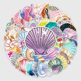 50pcs  Cartoon seashell  graffiti stickers decorative suitcase notebook waterproof detachable stickers