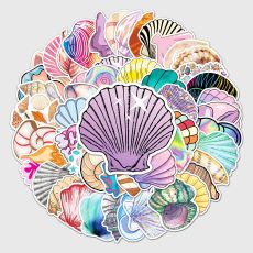 50pcs  Cartoon seashell  graffiti stickers decorative suitcase notebook waterproof detachable stickers