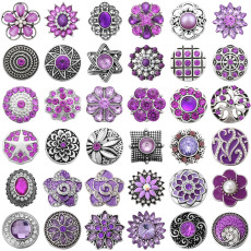 20MM  purple design enamel Rhinestone Metal snap buttons