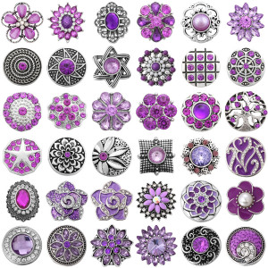 20MM  purple design enamel Rhinestone Metal snap buttons