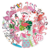 50pcs Flamingo graffiti stickers decorative suitcase notebook waterproof detachable stickers