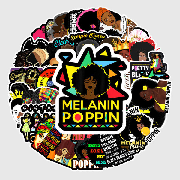 50pcs  Inspirational black girl  graffiti stickers decorative suitcase notebook waterproof detachable stickers