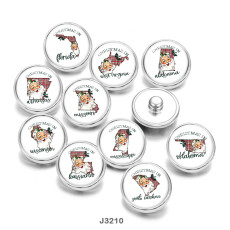 20MM Christmas Santa Claus  Print glass snaps buttons