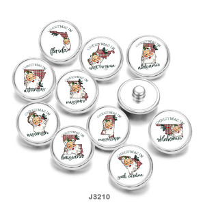20MM Christmas Santa Claus  Print glass snaps buttons