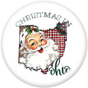 20MM Christmas Santa Claus  Print glass snaps buttons