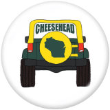 20MM  Sports  team  Print   glass  snaps buttons