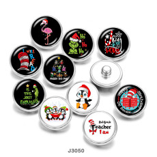 20MM  Flamingo  Christmas  Penguin  Print   glass  snaps buttons
