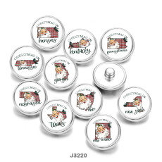 20MM Christmas Santa Claus  Print glass snaps buttons