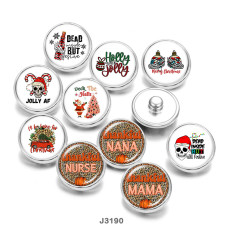 20MM Christmas Nana Mama Nurse Print glass snaps buttons