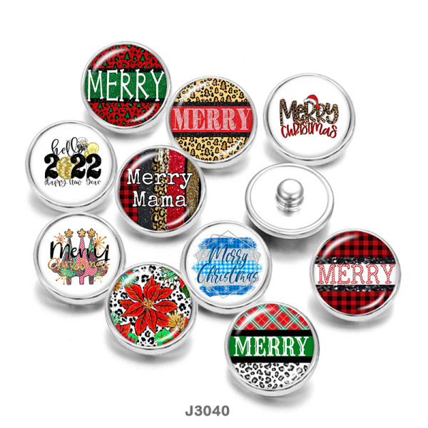 20MM  Merry  Mama  Print   glass  snaps buttons