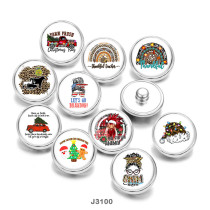20MM Christmas  Deer  MOM  Print  glass  snaps buttons
