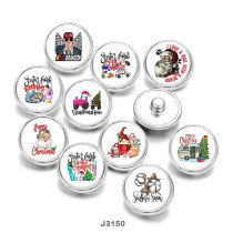 20MM Christmas  Santa Claus  Print  glass  snaps buttons