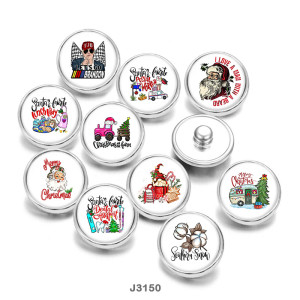 20MM Christmas  Santa Claus  Print  glass  snaps buttons