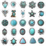 20MM turquoise design Rhinestone enamel Metal snap buttons