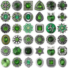 20MM green design Rhinestone enamel Metal snap buttons