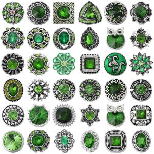 20MM green design Rhinestone enamel Metal snap buttons