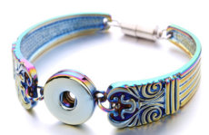 Metal colorful1 buttons snap silver bracelet fit 18&20MM snaps jewelry