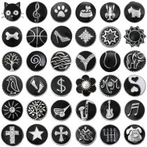 20MM black design Rhinestone enamel Metal snap buttons