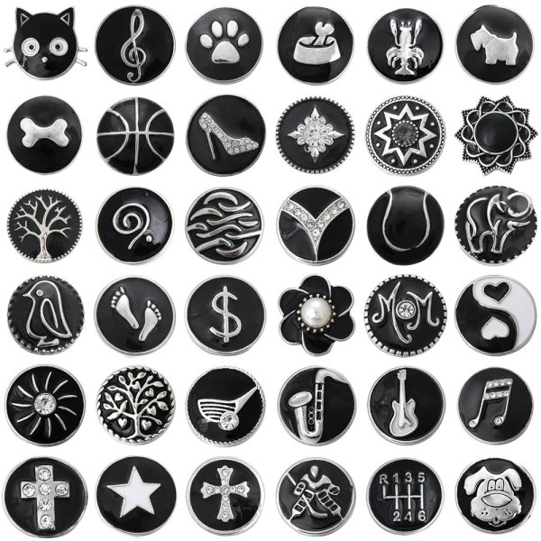 20MM black design Rhinestone enamel Metal snap buttons
