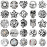 20MM White design Rhinestone enamel Metal snap buttons