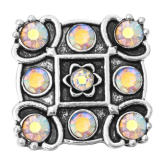 20MM White design Rhinestone enamel Metal snap buttons