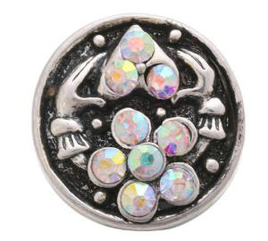 20MM White design Rhinestone enamel Metal snap buttons