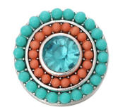 20MM blue design Rhinestone enamel Metal snap buttons