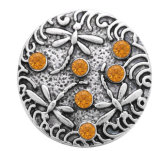 20MM Orange design Rhinestone enamel Metal snap buttons