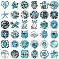 20MM blue design Rhinestone enamel Metal snap buttons