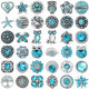 20MM blue design Rhinestone enamel Metal snap buttons
