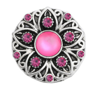 20MM Rose red design Rhinestone enamel Metal snap buttons