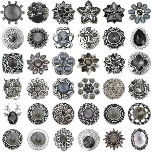20MM grey design Rhinestone enamel Metal snap buttons