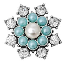 20MM blue design Rhinestone enamel Metal snap buttons