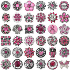 20MM Rose red design Rhinestone enamel Metal snap buttons