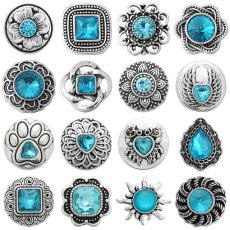 20MM blue design Rhinestone enamel Metal snap buttons