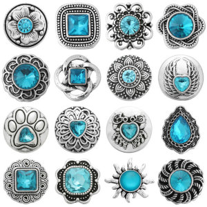 20MM blue design Rhinestone enamel Metal snap buttons