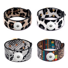 Top genuine leather 18mm  snap button bracelet new type Faux fur Bracelet  fit 20mm snaps chunks
