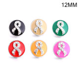 12MM Ribbon logo design Rhinestone enamel Metal snap buttons