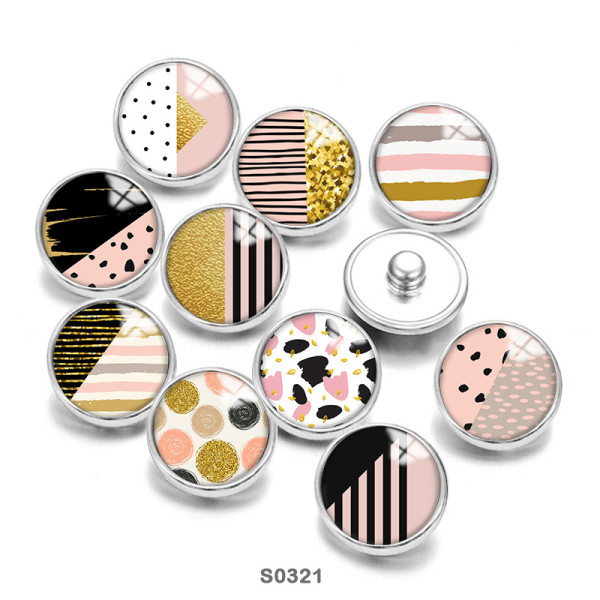 20MM Pink Pattern Print  glass snaps buttons