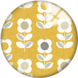 20MM Yellow Pattern Print  glass snaps buttons