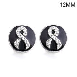 12MM Ribbon logo design Rhinestone enamel Metal snap buttons