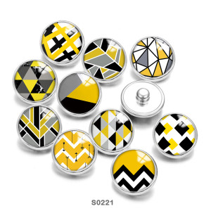 20MM Yellow Pattern Print  glass snaps buttons
