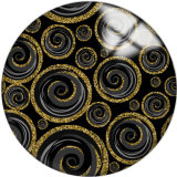 20MM Yellow Pattern Print  glass snaps buttons