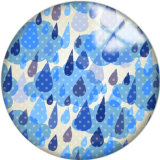 20MM Blue Pattern Print  glass snaps buttons