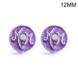 12MM mom design Rhinestone enamel Metal snap buttons