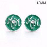 12MM mom design Rhinestone enamel Metal snap buttons